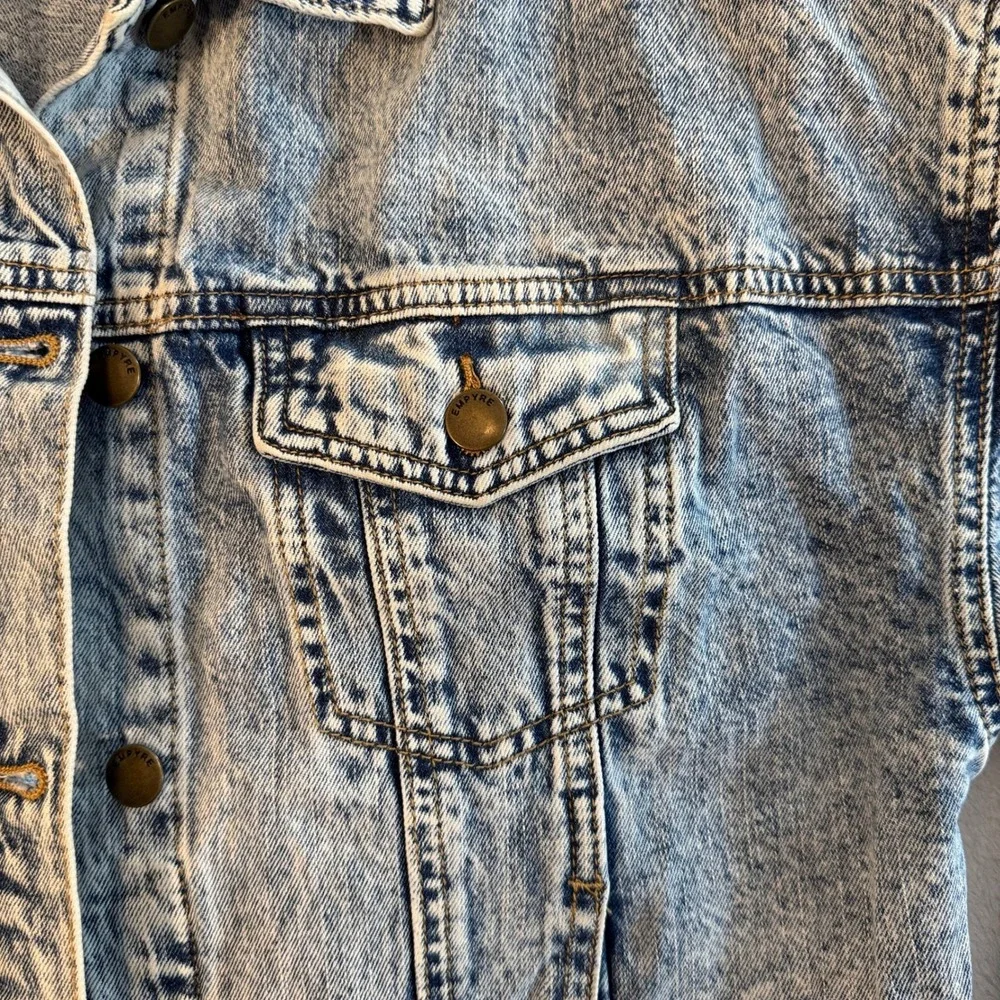 Empyre Acid Wash Denim Jacket Blue XS Cropped Trucker Jean Jacket Cotton